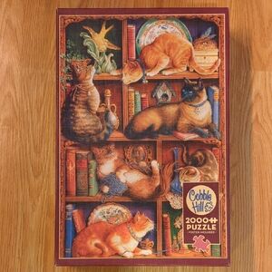 Cobble Hill 2000 Piece Puzzle "Feline Bookcase"